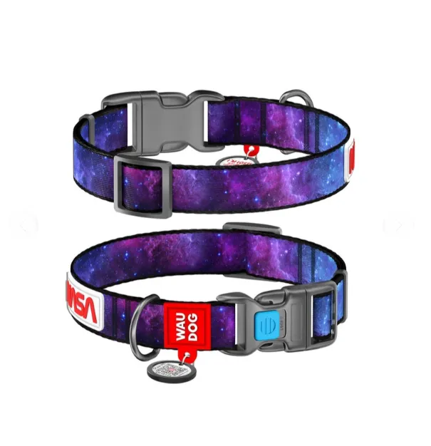 Нашийник WAUDOG Nylon з QR-паспортом, пласт. фастекс, малюнок "NASA21" S Ш 15мм Д 23-35см 4501-0148