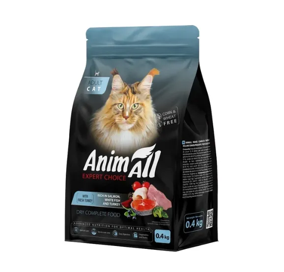 Сухий корм AnimAll для котів з лососем, білою рибою та індичкою 0.4кг