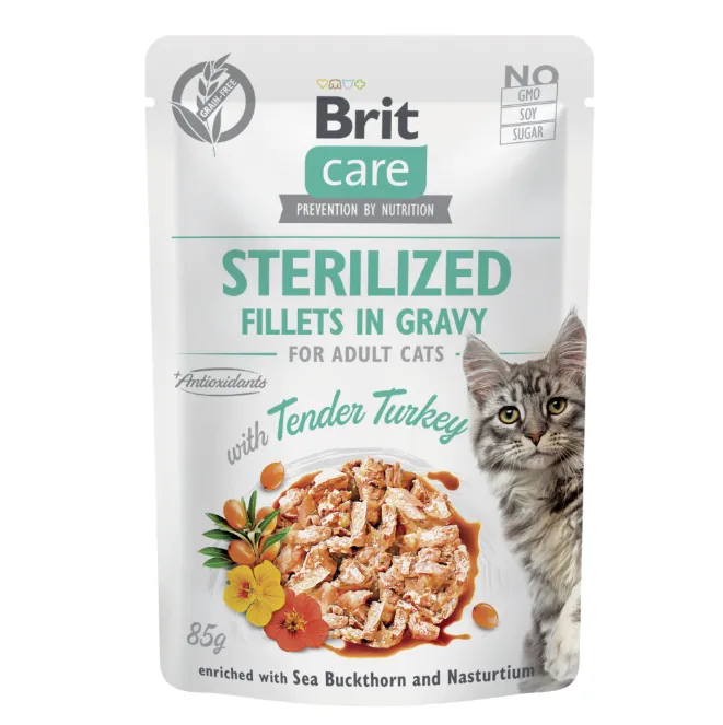 Brit Care Cat pouch (філе в соусі індичка для стерилізованих) 85г