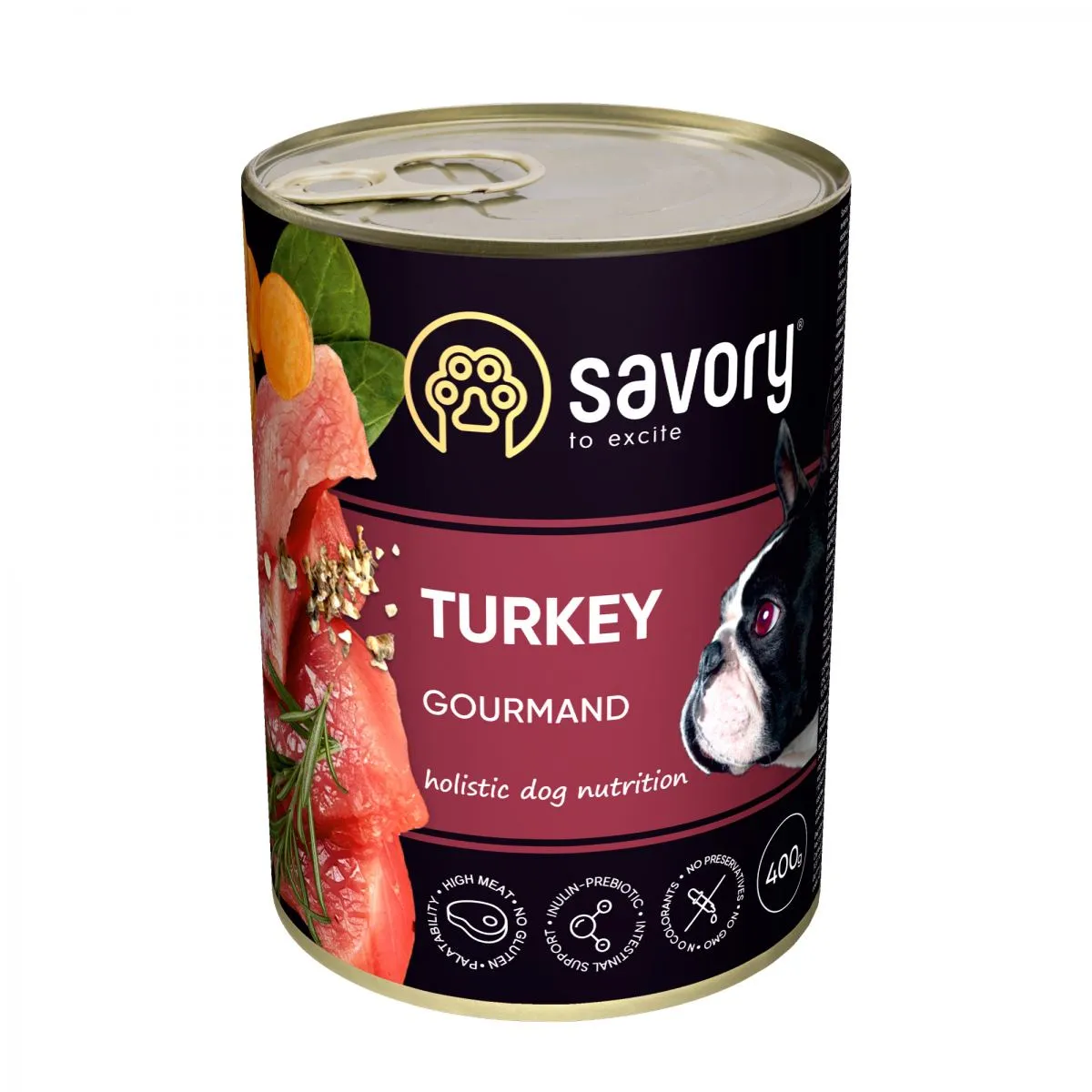 Savory вологий корм для дорослих собак усіх порід з індичкю 400g