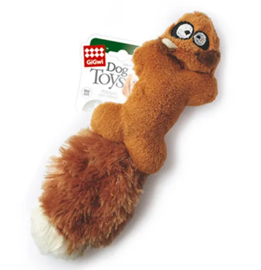 75066 Іграшка для собак Білка з 2-ми пищалками GiGwi Plush, плюш, штучне хутро, гума 24см