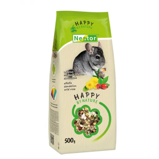 Nestor Happy by Nature Корм для шиншил з люцерною, кульбабою та шипшиною 500г 3062