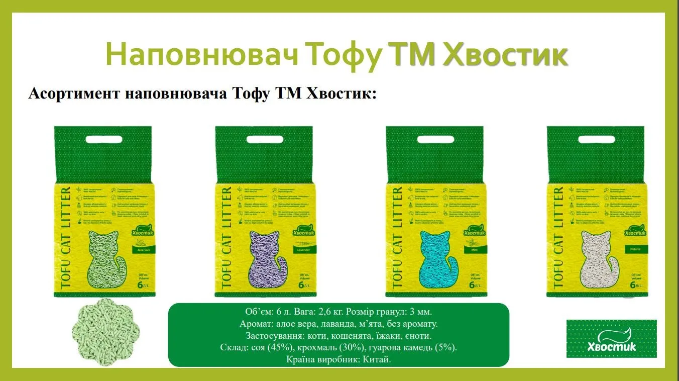Наповнювач Хвостик Тофу Лаванда 2.6кг/6л