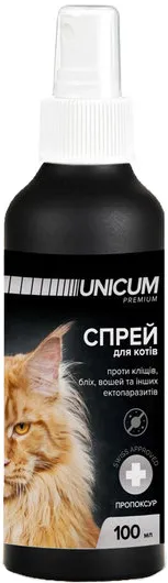 Unicum Premium Спрей проти бліх і кліщів для котів, 100 мл