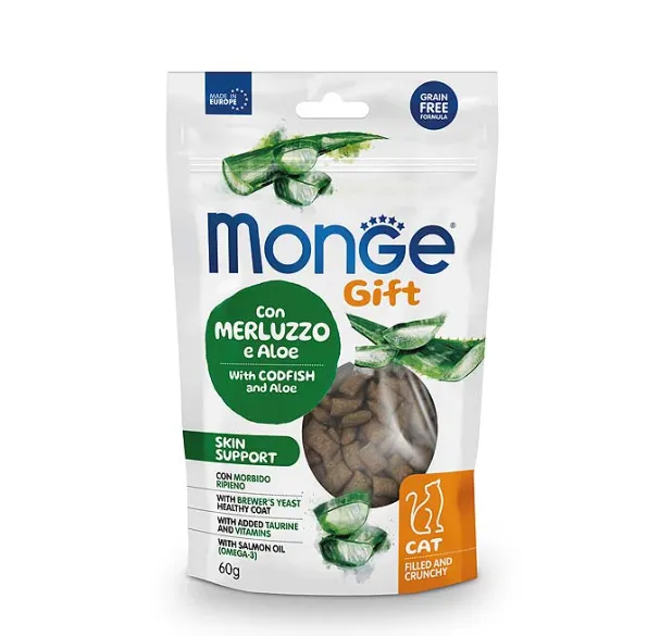 Ласощі для котів Monge Gift Skin Cod fish/Aloe для чутливої шкіри, тріска/алое 60г 70085045