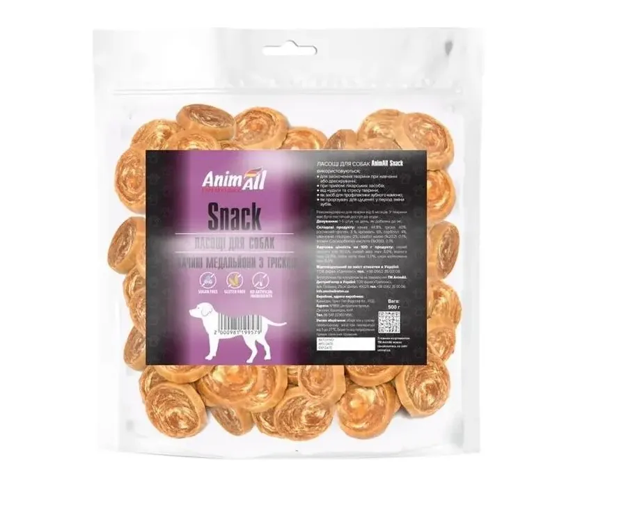 AnimAll Snack качині медальони з тріскою для собак 1кг 99579
