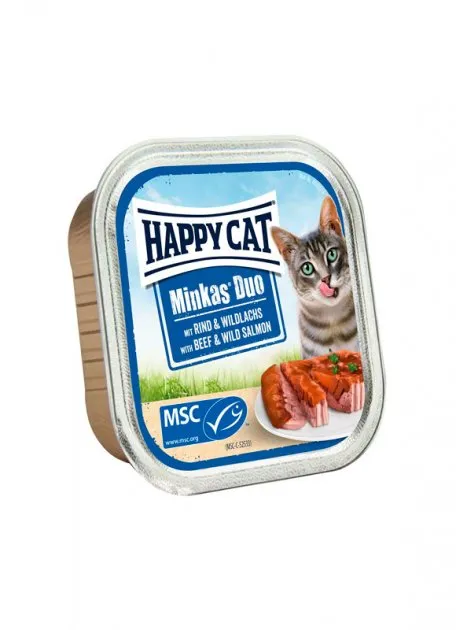 70674 Happy Cat Duo Rind & Lachs 100г вологий корм для котів у вигляді паштету в соусі з яловичиною та диким лососем