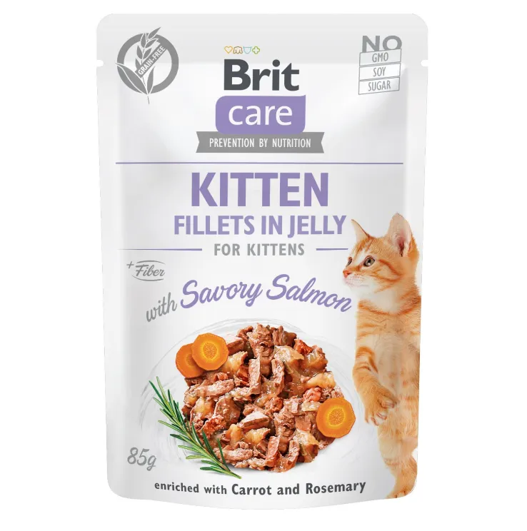 Brit Care Cat pouch (філе в желе пікантний лосось для кошенят) 85г