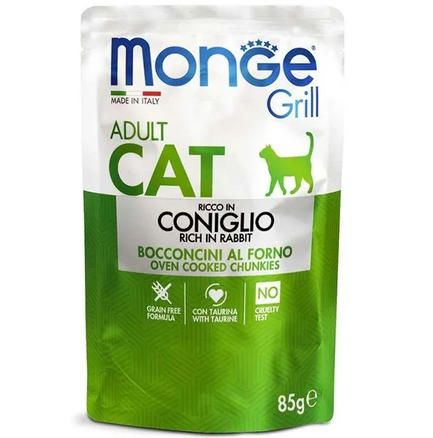 Monge Adult Cat Grill Rabbit вологий корм для котів, кролик 85г