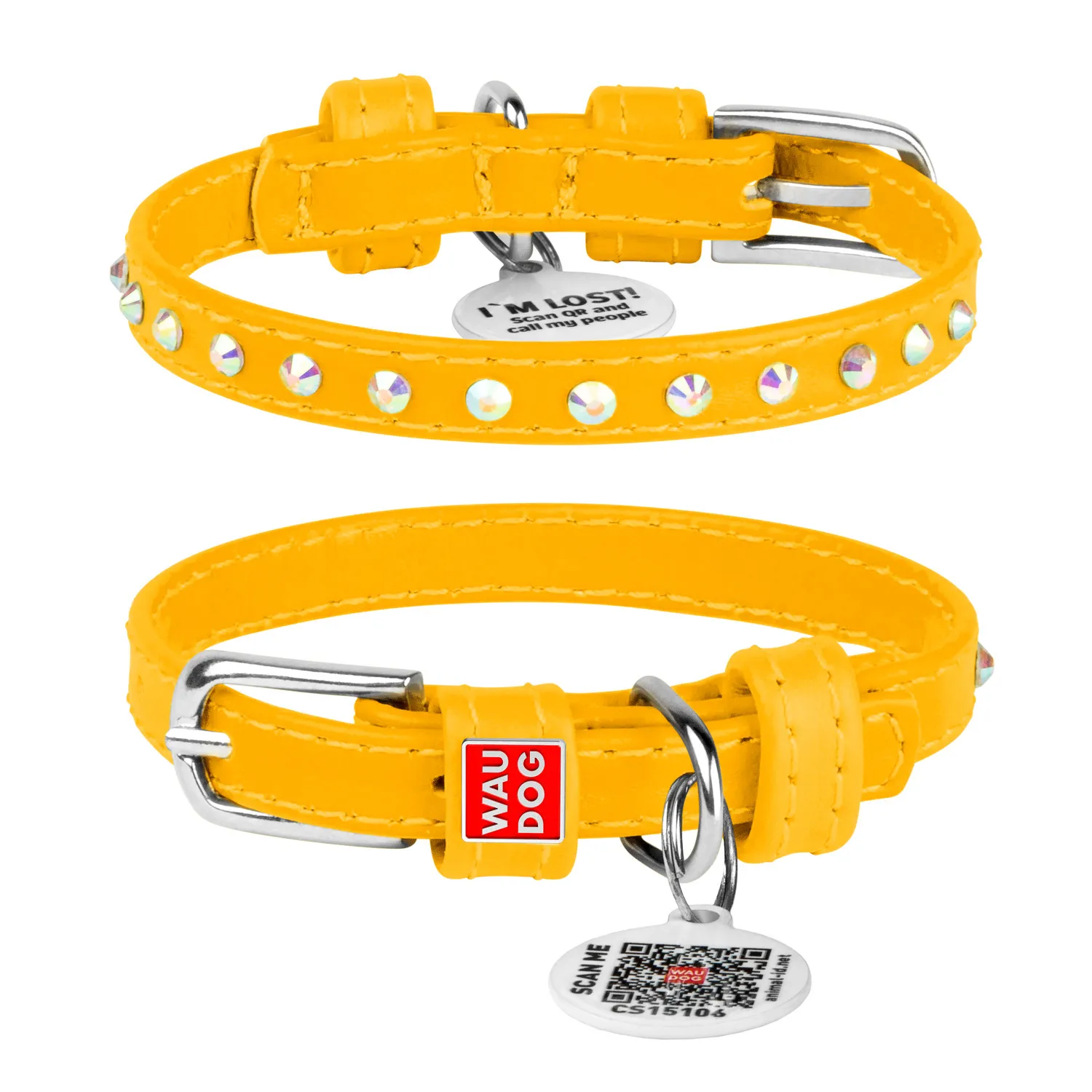 32528 Нашийник "CoLLaR GLAMOUR" з клей.стразами (шир.9мм, довж.19-25см) жовтий
