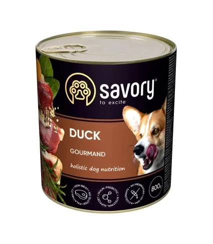 Savory вологий корм для дорослих собак усіх порід з качкою 800g 30488