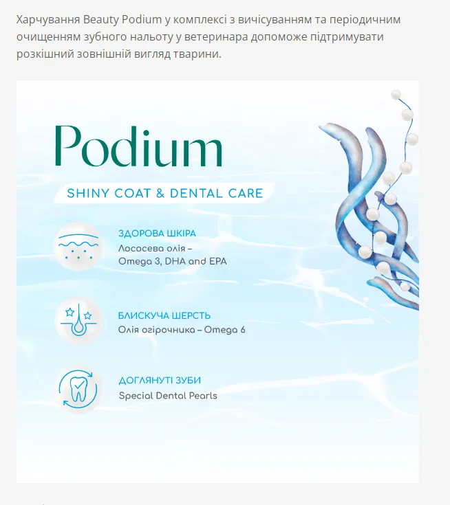 Optimeal Бюті Подіум Блискуча Шерсть\ Догляд за зубами сух. корм для собак 1кг