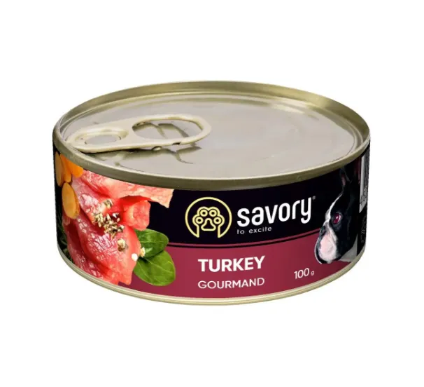 Savory вологий корм для дорослих собак усіх порід з індичкою 100g 30495