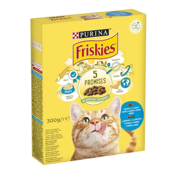 Friskies коробка 300г Лосось, овочі