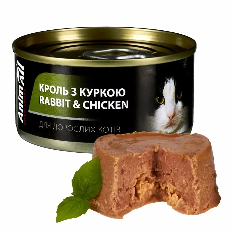 Animall вологий корм для котів, кролик з куркою 80г