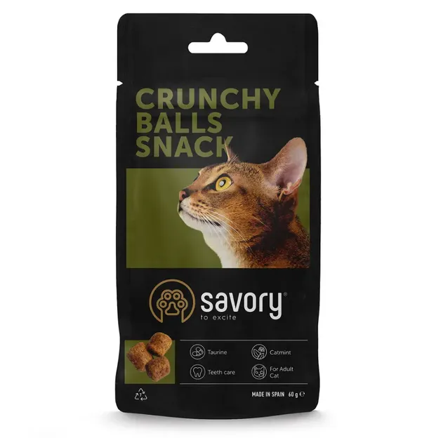 Хрусткі ласощі для котів Savory Snacks Crunchy Balls для вибагливих котів, кульки з котячою м'ятою, 60г 21335