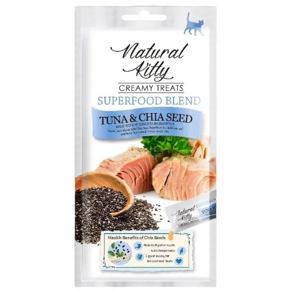 Крем-снек для котів Natural Kitty Creamy Treats Tuna & Chia seed тунець & нас. чіа 4*12г OTU15401