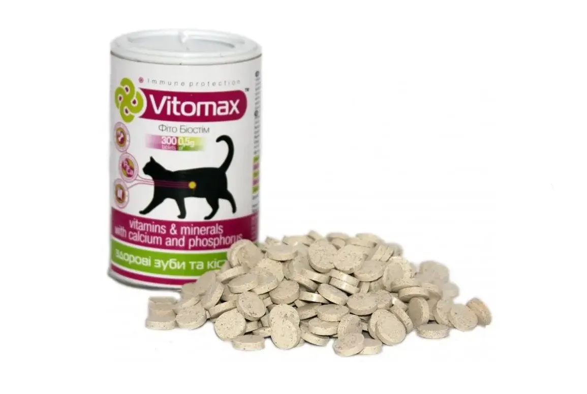 Vitamax Зуби та кістки для котів 300табл. 200084