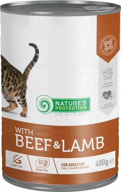 Консервований корм для котів Nature's Protection Adult Beef & Lamb (яловичина & ягня) 400г
