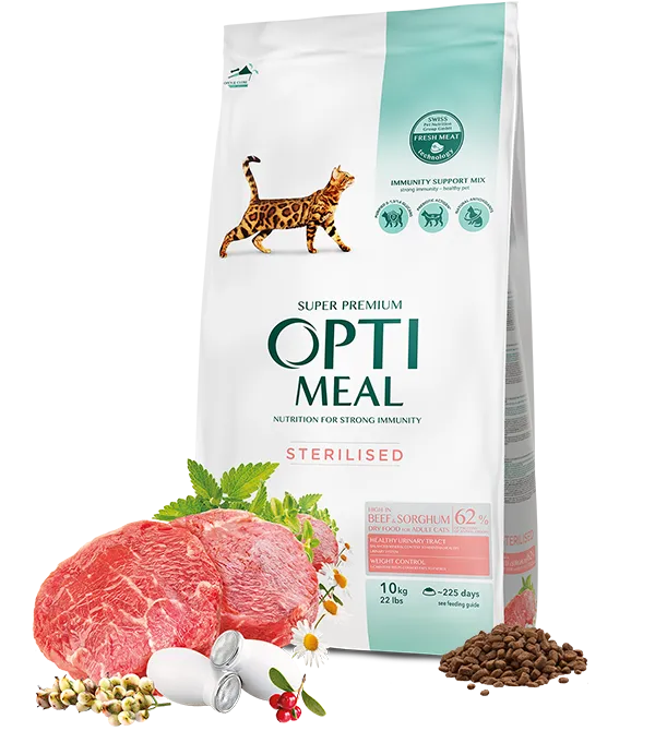 Optimeal для стерилізованих котів яловичина, сорго 1кг