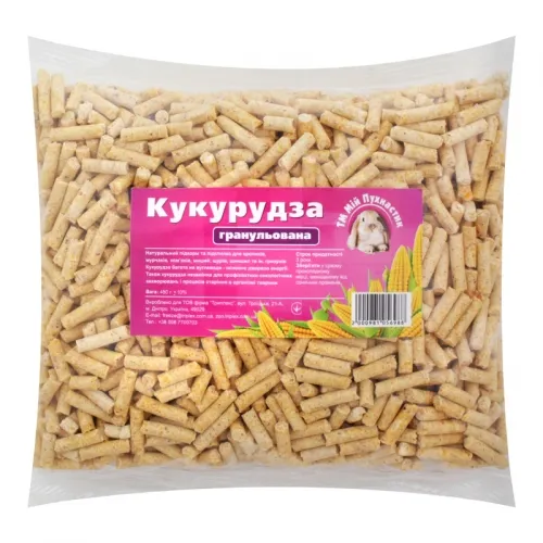 Кукурудза гранульована 450г "Мій Пухнастик" (натуральна підкормка та підстилка для гризунів)
