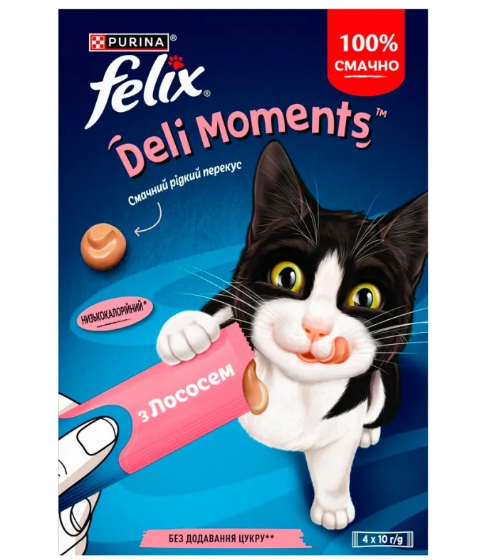 Felix Deli Moments рідкі ласощі з лососем 4*10г