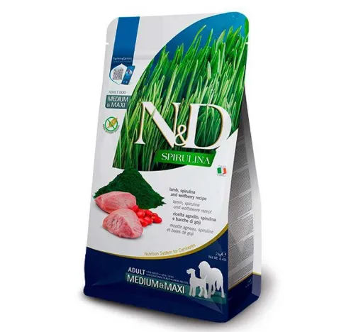 Farmina Dog N&D Grain Free Spirulina Lamb Adult Medium&Maxi з ягням, спіруліною та ягодами годжі 1kg 41081