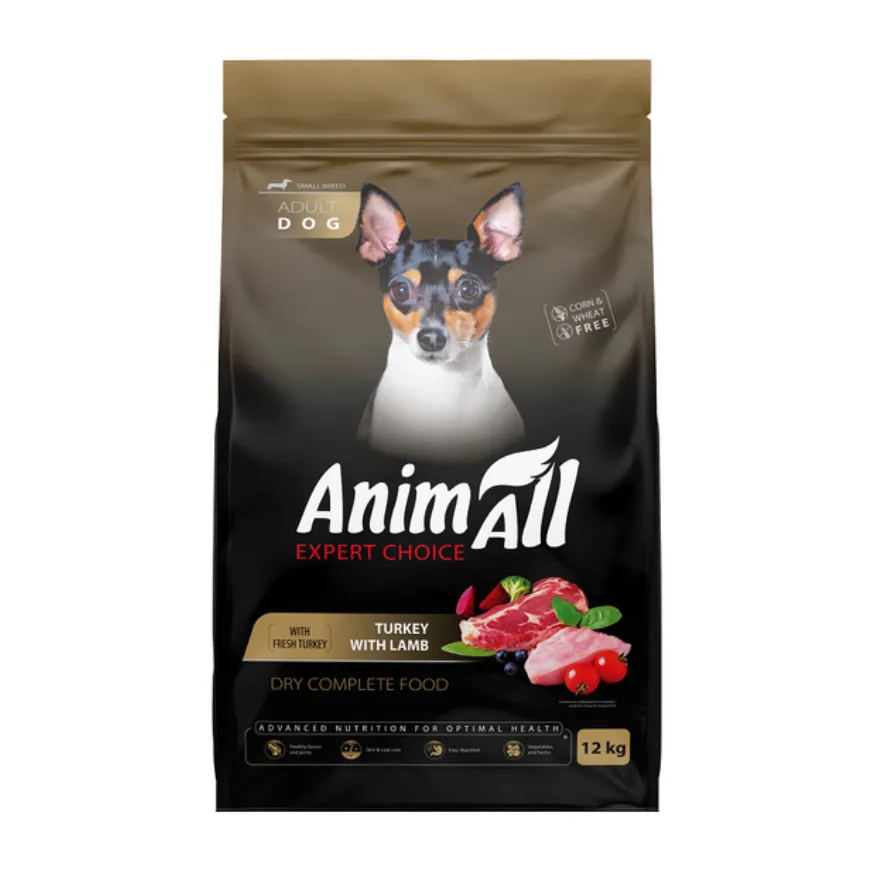Сухий корм AnimAll для собак малих порід з індичкою та ягням 12кг