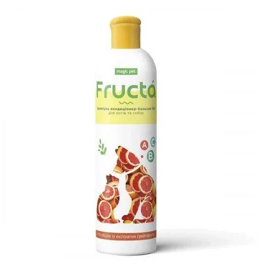 9019 Magic Pet Fruit line Шампунь-кондиціонер для котів і собак грейпфрутовий від лупи з бішофітом, 220мл