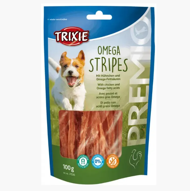 31536 Ласощі для собак Trixie Premio Omega Stripes курка 100г