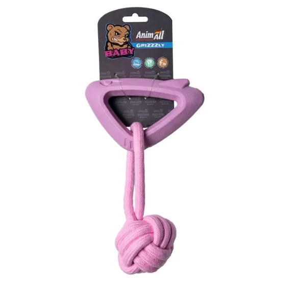 AnimAll A GrizZzly Baby 0426 Іграшка Акула з канатом, рожева лаванда 15,8*10,2*2,8см