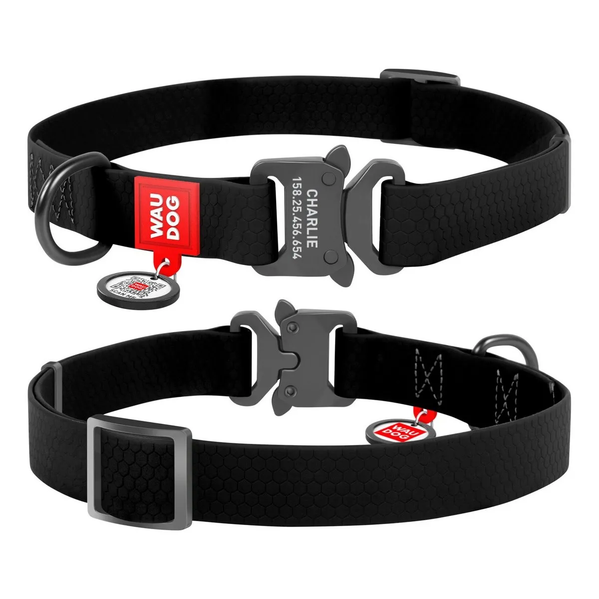 27861 Нашийник WAUDOG Waterproof, водостійкий, металічна пряжка-фастекс (ширина 25 мм, довжина 31-49 см) чорний
