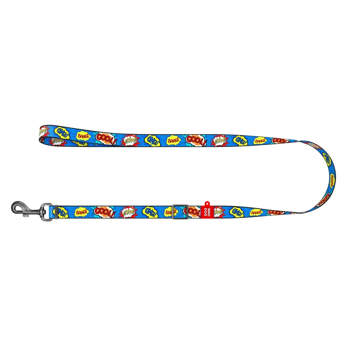 5349 Повідець регульований WAUDOG Nylon, малюнок "ВАУ" (ширина 15 мм, довжина 152-183 см)