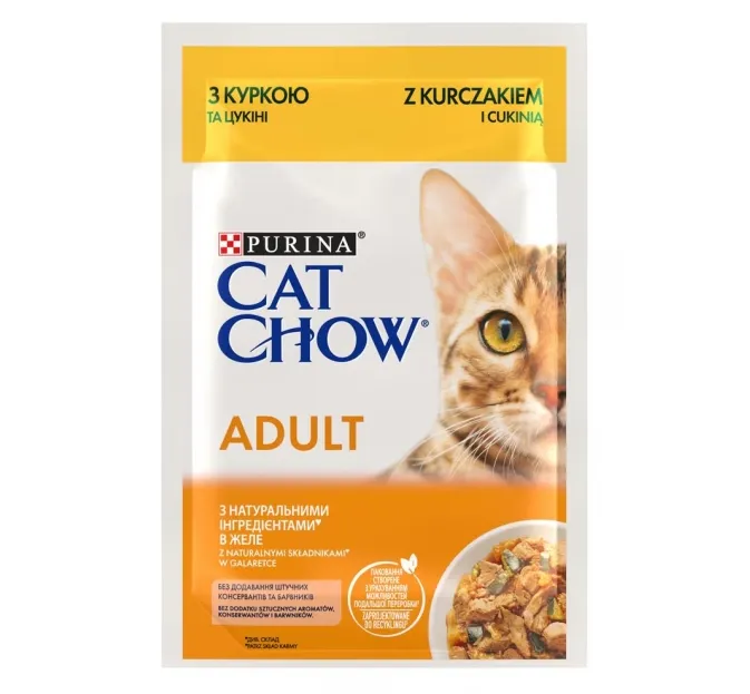 CatChow Adult курка та кабачок в желе 85г