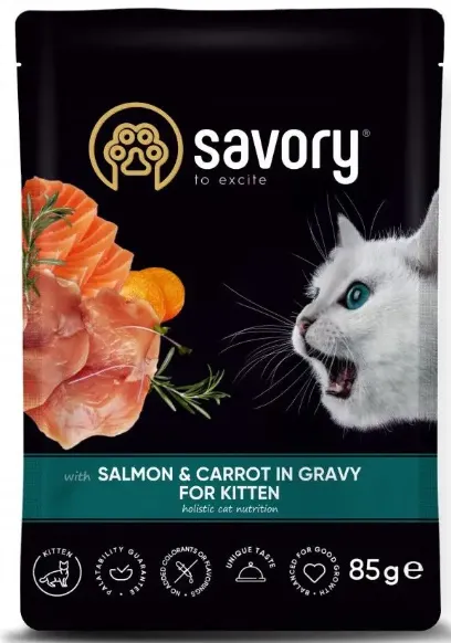 Savory Cat Pouch Kitten Salmon & Carrot лосось & морква для кошенят 85г 20079