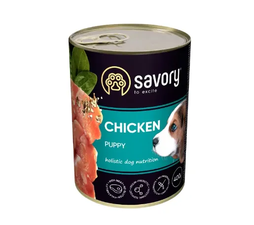 Savory вологий корм для цуценят усіх порід з куркою 400g 30556