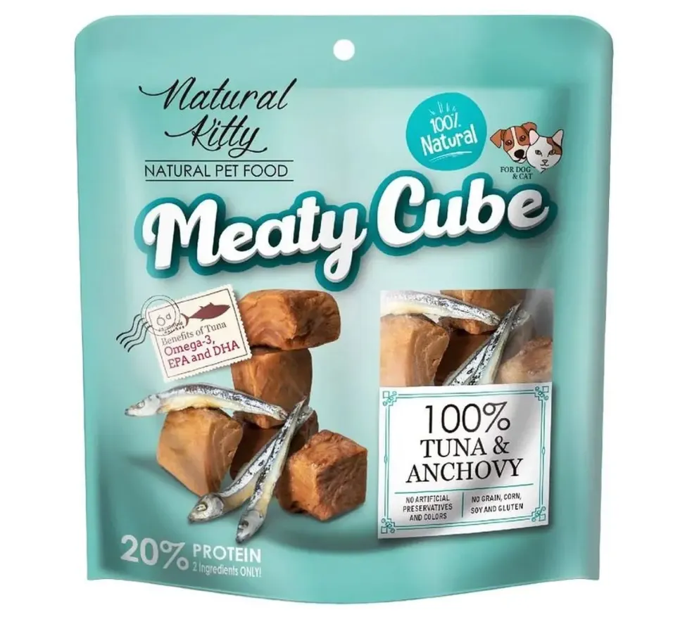 Ласощі для котів/собак Natural Kitty Meaty Cube 100% Tuna&Anchovy Тунець&анчоус 60г SNK21007