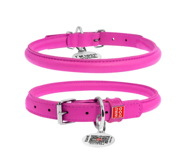 22407 Нашийник WAUDOG GLAMOUR з QR паспортом, круглий, Д 8мм, Дов. 20-25 рожевий
