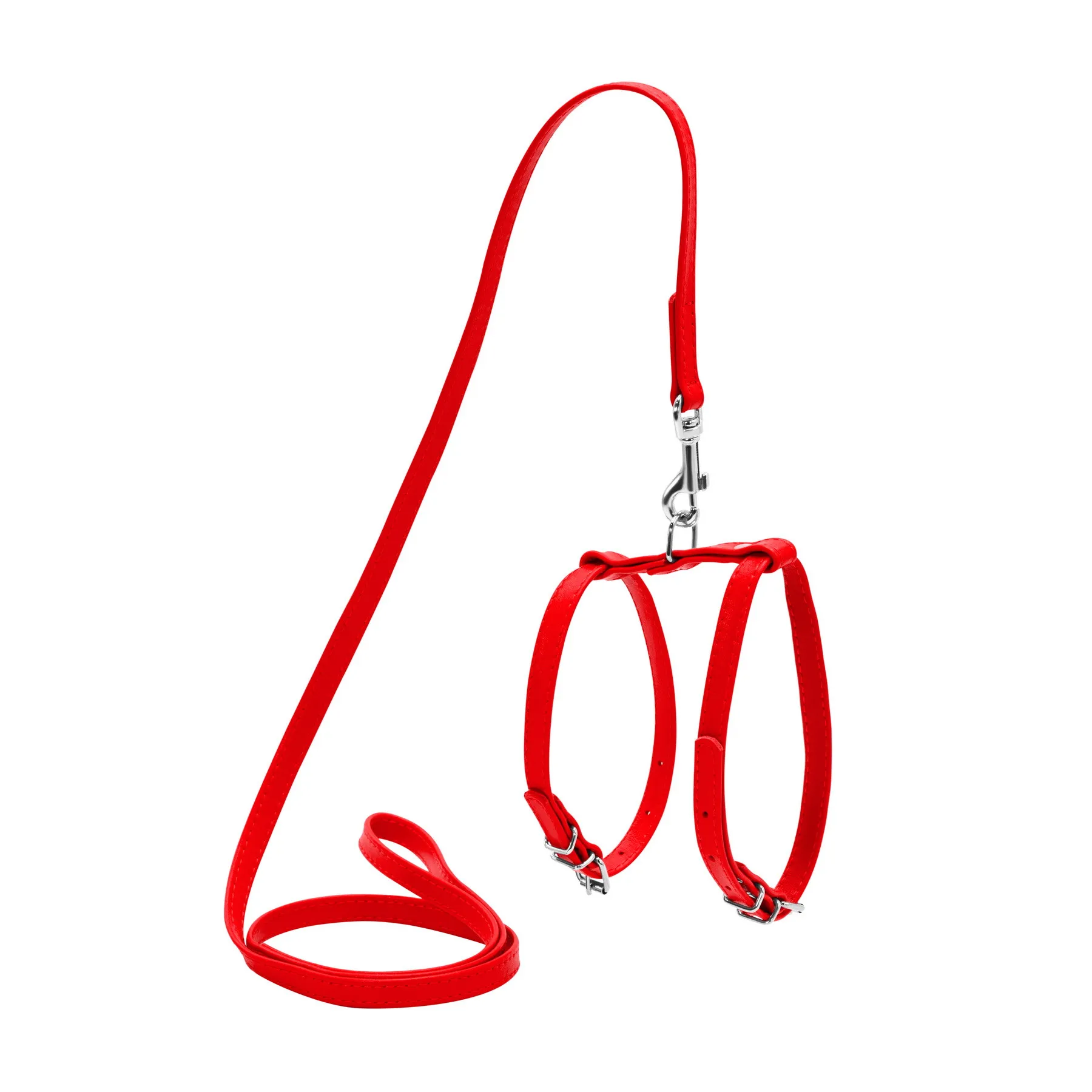 34003 Шлея з повідцем для собак шкіряна WAUDOG Glamour, Ш 12 мм, А 25-33 см, В 35-43 см червоний