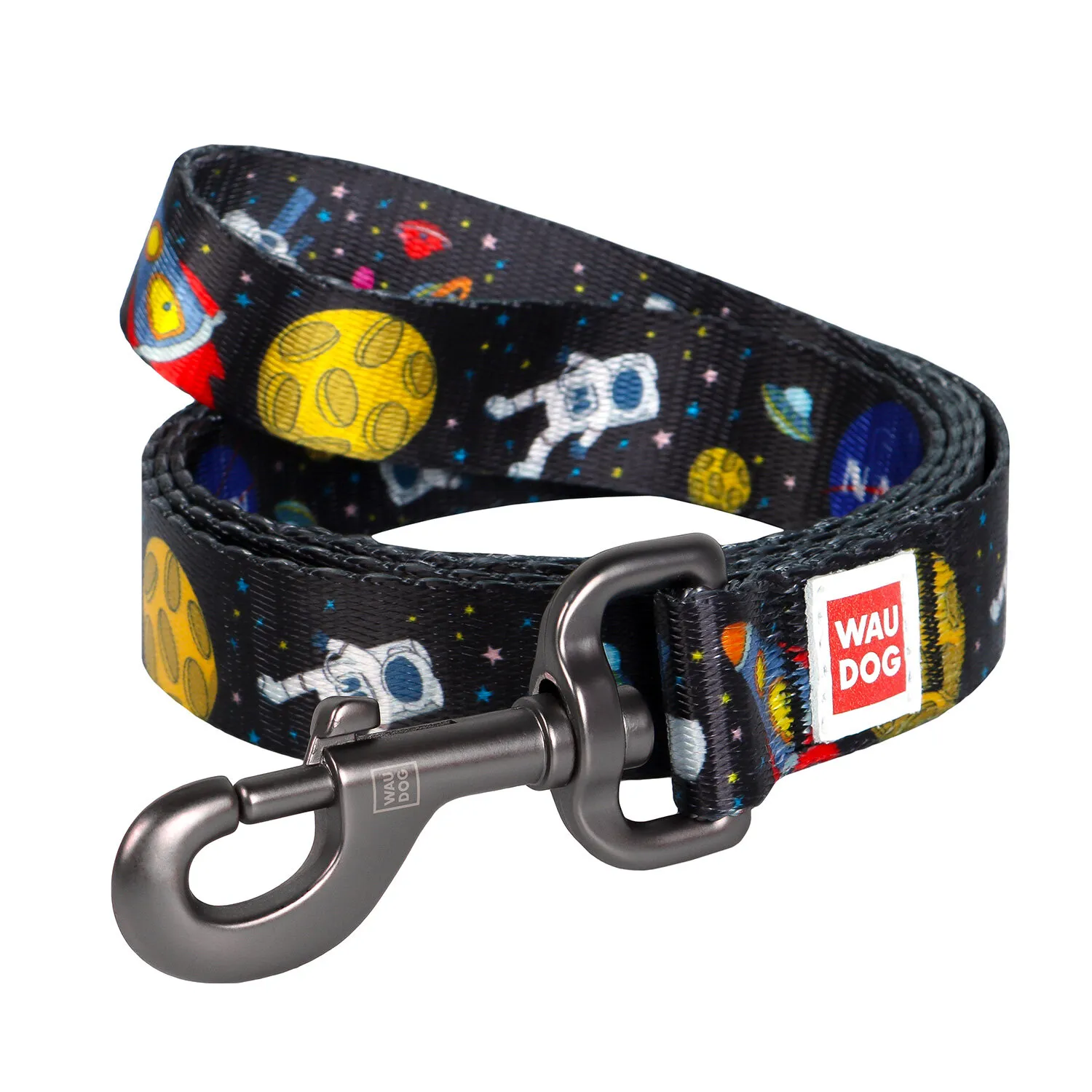 4915 Повідець Waudog Nylon з малюнком "NASA" (ширина 25мм, довжина 122 см)