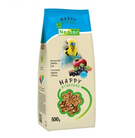 Nestor Happy by Nature Корм для маленьких папуг зі смородиною, яблуком і йодом 500г 3076