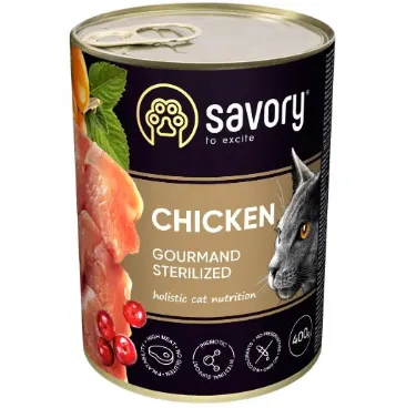 Корм Savory вологий для стерилізованих котів з куркою 400г 30761