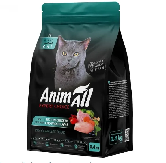 Сухий корм AnimAll для стерилізованих кішок з куркою та ягнятиною 0.4кг