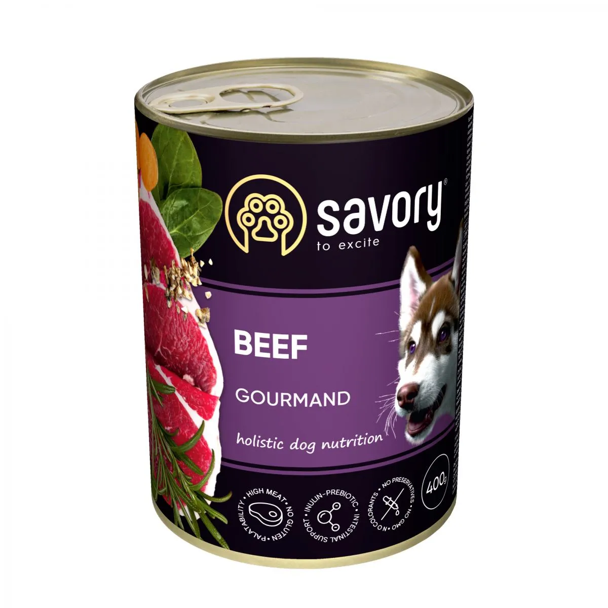 Savory вологий корм для дорослих собак усіх порід з яловичиною 400g