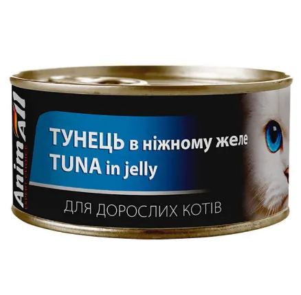 Animall  вологий корм для котів, тунець в ніжному желе 85г