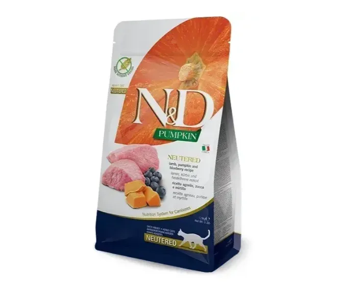 Farmina Cat N&D Grain Free Prime Pumpkin Lamb&Blueberry Neutered Adult з ягням, гарбузом та чорницею для стерилізованих котів 1.5kg 40138