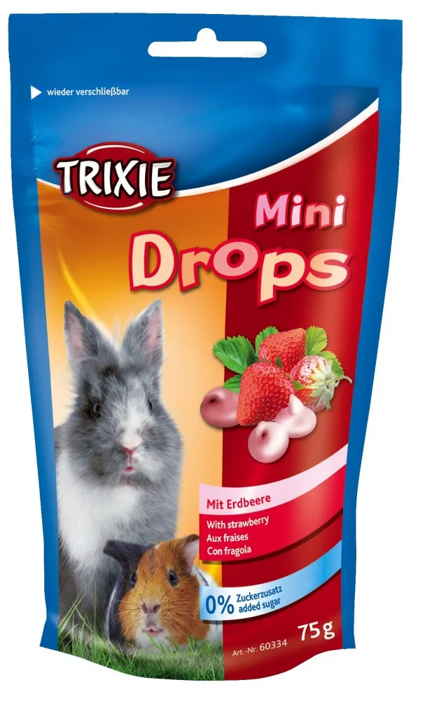 Trixie Mini Drops вітаміни для гризунів (полуниця), 75 г