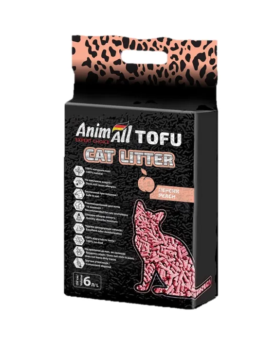 AnimAll наповнювач туалетів тофу з ароматом персика, 2,6 кг/ 6 л