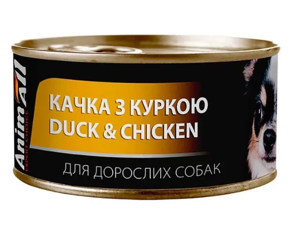 Корм вологий Animall для собак качка з куркою в желе 85г