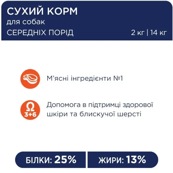 К4Л сухий корм для собак середніх порід 2кг